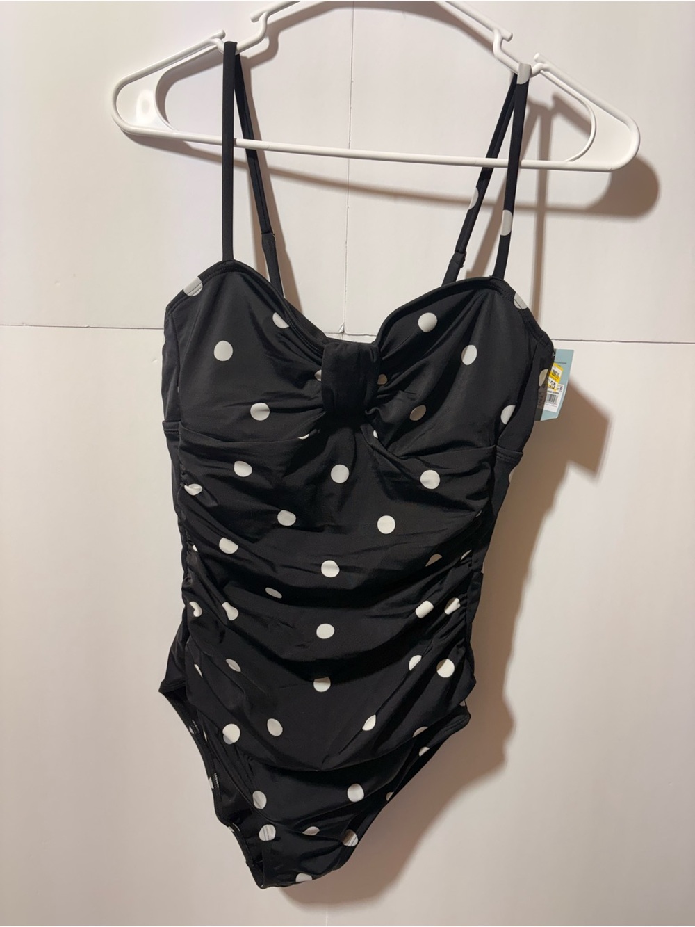 Shade & Shore Black and White Polka Dot One-Piece Swimsuit size 8-10